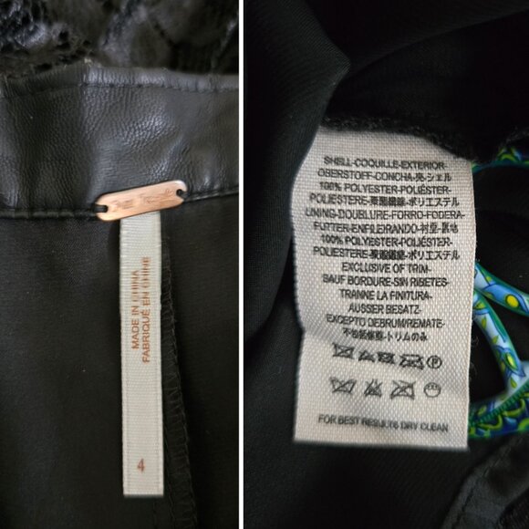 Free People Pretty Pleats Lace Skirt SZ 4 Black - Picture 8 of 14